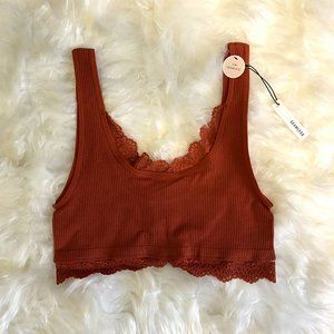 Forever 21 Seamless Lace-Trim Bralette Burgundy S/M